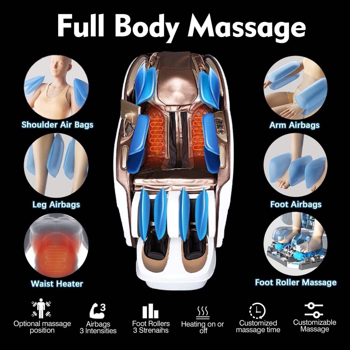 [Flash Deal] Kollecktiv 203 Royal 4D Full Body Massage Chair Zero Gravity White - Image 4