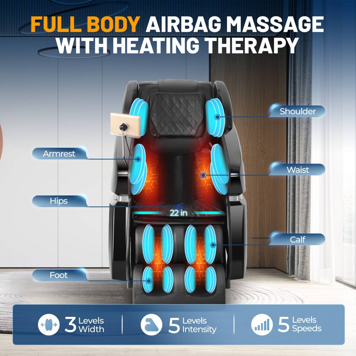 [Clearance] Kollecktiv 201 Zero Gravity 4D Massage Chair Full Body with Heat, AI Control, Body Scan and Footrest Extension - Image 3