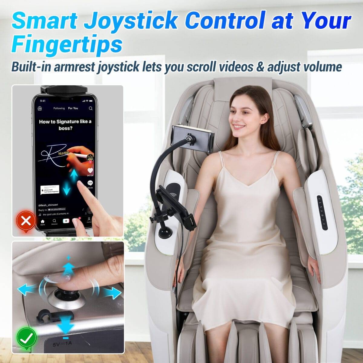 Kollecktiv G12 Full Body Massage Chair w/Smart Joystick Control, Music Synced Massage - Image 7