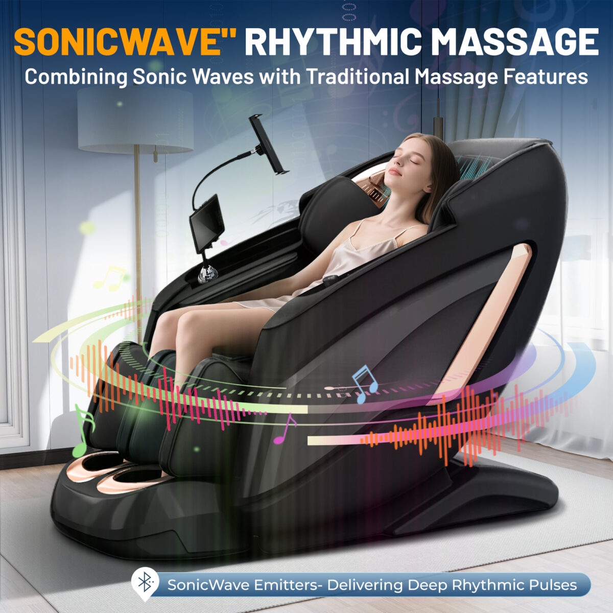 Kollecktiv G12 Full Body 4D Massage Chair Zero Gravity Recliner with Smart Joystick Control and Phone Holder, 57'' Dual-core SL Track, Music Synced Massage, Deep Yoga Stretch with Body Scan, Foot Rollers, Heating - Image 9