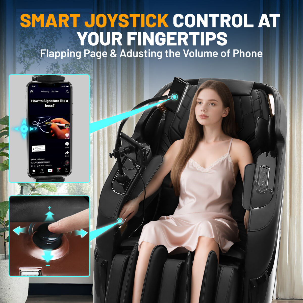 Kollecktiv G12 Full Body 4D Massage Chair Zero Gravity Recliner with Smart Joystick Control and Phone Holder, 57'' Dual-core SL Track, Music Synced Massage, Deep Yoga Stretch with Body Scan, Foot Rollers, Heating - Image 6