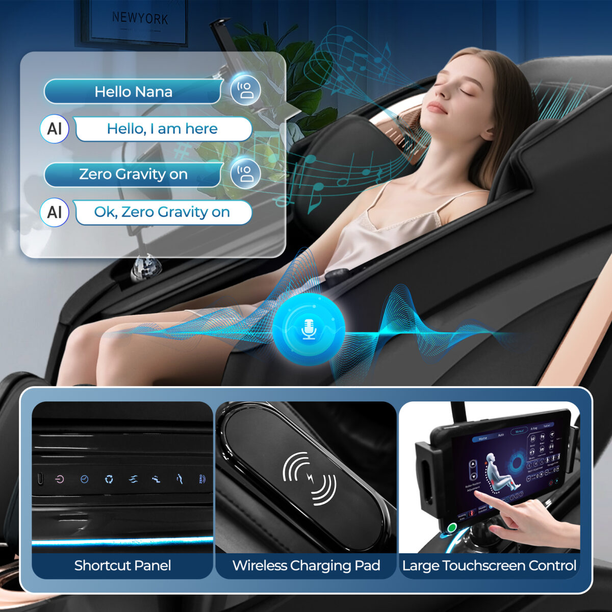Kollecktiv G12 Full Body Massage Chair Zero Gravity Recliner with Smart Joystick Control, Music Synced Massage - Image 9