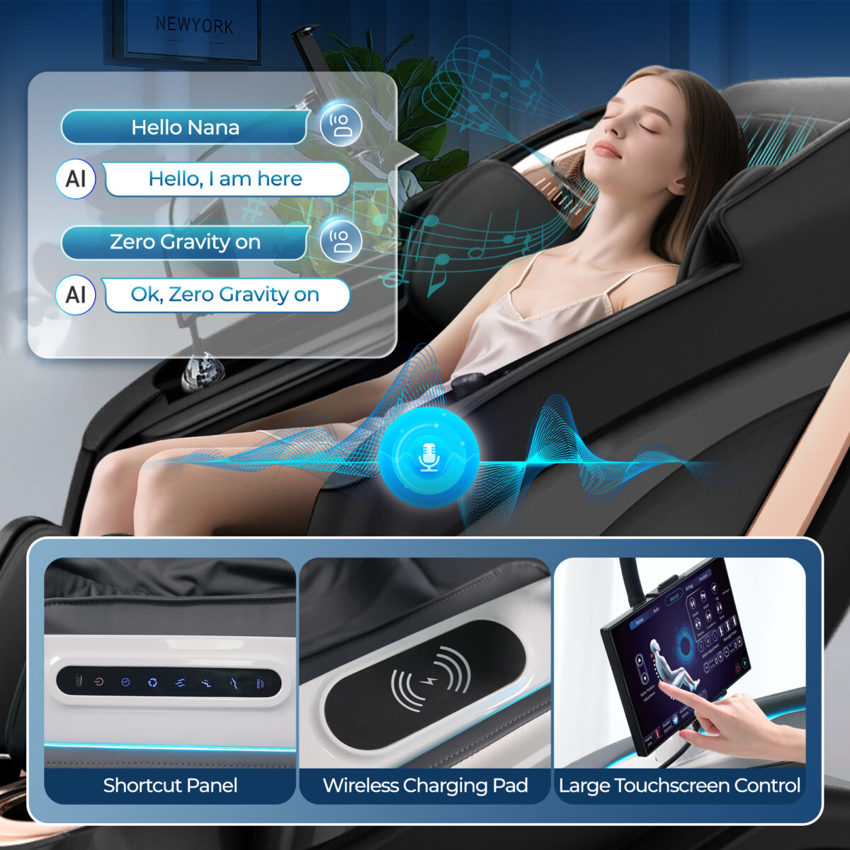 Kollecktiv G12 Full Body 4D Massage Chair Zero Gravity Recliner with Smart Joystick Control and Phone Holder, 57'' Dual-core SL Track, Music Synced Massage, Deep Yoga Stretch with Body Scan, Foot Rollers, Heating - Image 8