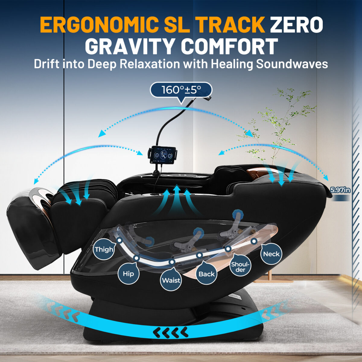 Kollecktiv G12 Full Body Massage Chair Zero Gravity Recliner with Smart Joystick Control, Music Synced Massage - Image 3