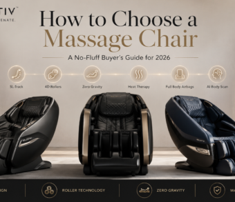 Luxury Kollecktiv massage chairs comparing key buying features including SL-track technology, 4D rollers, zero gravity recline, and heat therapy.