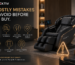 Premium massage chair in a modern home setting highlighting key buying considerations including sizing, warranty, delivery access, and long-term value before purchase
