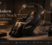 Luxury home recovery setup featuring a Kollecktiv zero gravity massage chair with wellness elements representing stress reduction, muscle recovery, circulation support, and improved sleep.