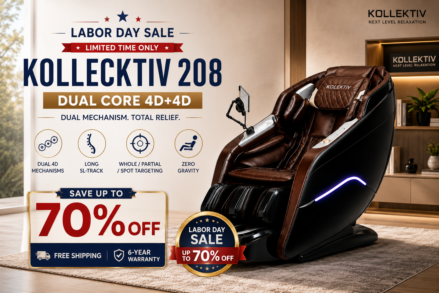 Kollecktiv 208 Dual Core 4D+4D Massage Chair Explained